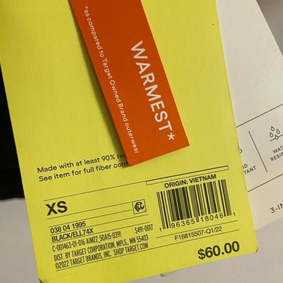 All in Motion Kids Black Puffer Jacket 2 in 1 XS NWT - Picture 12 of 12